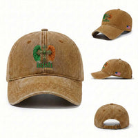 Irish Pride Celtic Cross Washed Cotton Baseball Cap Christian Gift