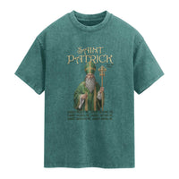 Saint Patrick Ora Pro Nobis Washed Cotton T-Shirt Irish Christian Prayer