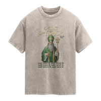 Saint Patrick Ora Pro Nobis Washed Cotton T-Shirt Irish Christian Prayer