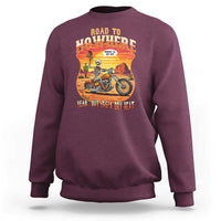 Funny Route Highway 66 Biker Skeleton Sweatshirt Road To Adventure