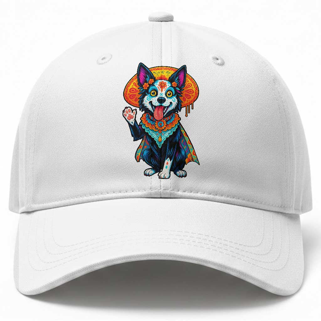 Dia De Los Muertos Border Collie Baseball Cap Sugar Skull Dog Day Of The Dead Gift