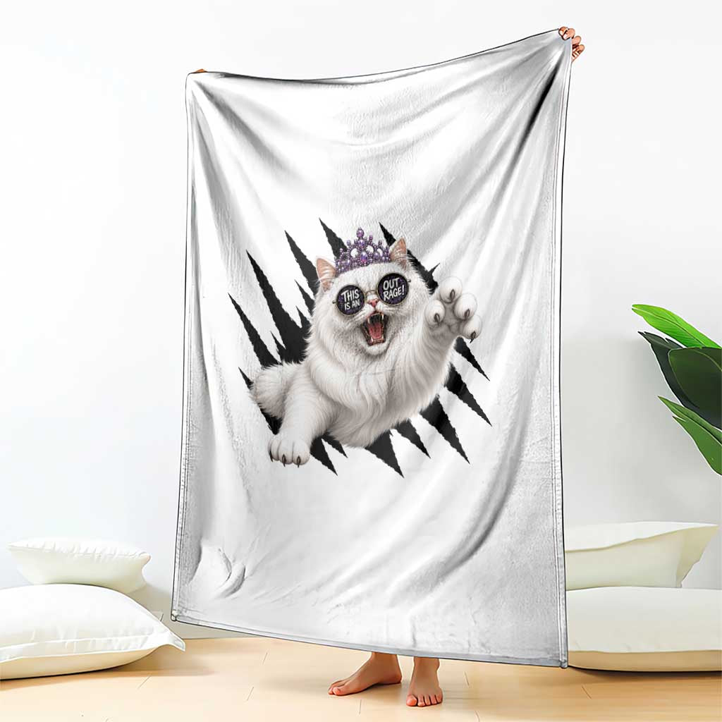 Funny Princess Cat With Featuring Scratch Effect Printed Throw Blanket This Is An Outrage