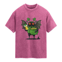 Funny Mothman Washed Cotton T-Shirt St Patricks Day Cryptid Gift