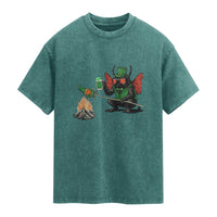 Funny Cryptid Mothman Washed Cotton T-Shirt St Patricks Day Gift