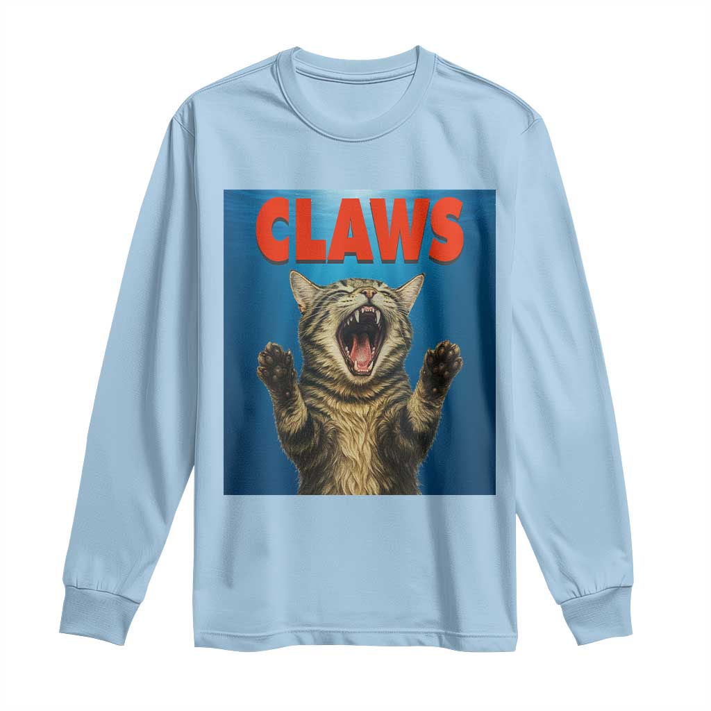 Funny Claws Cat Long Sleeve Shirt Horror Movie Parody - Wonder Print Shop