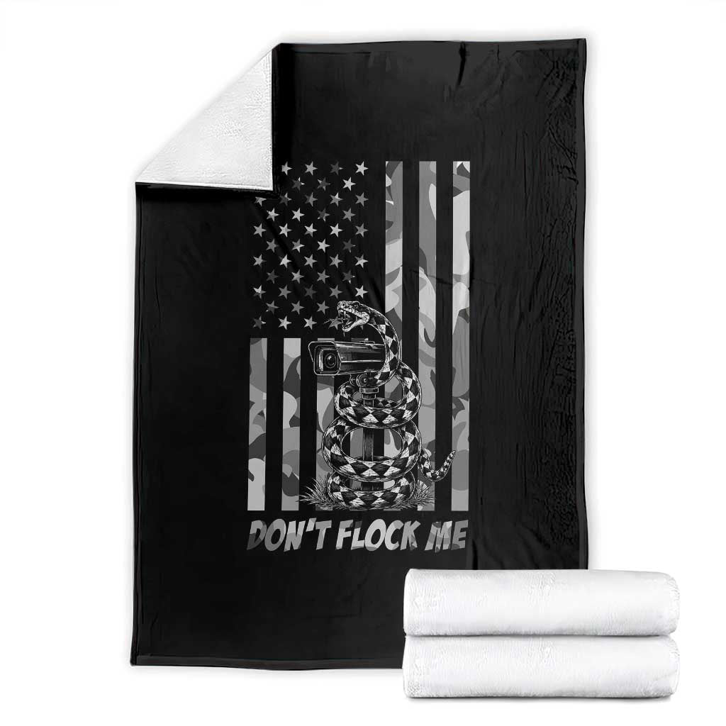 Rattlesnake Surveillance Camera US Flag Camo Graphic Throw Blanket Dont Flock Me