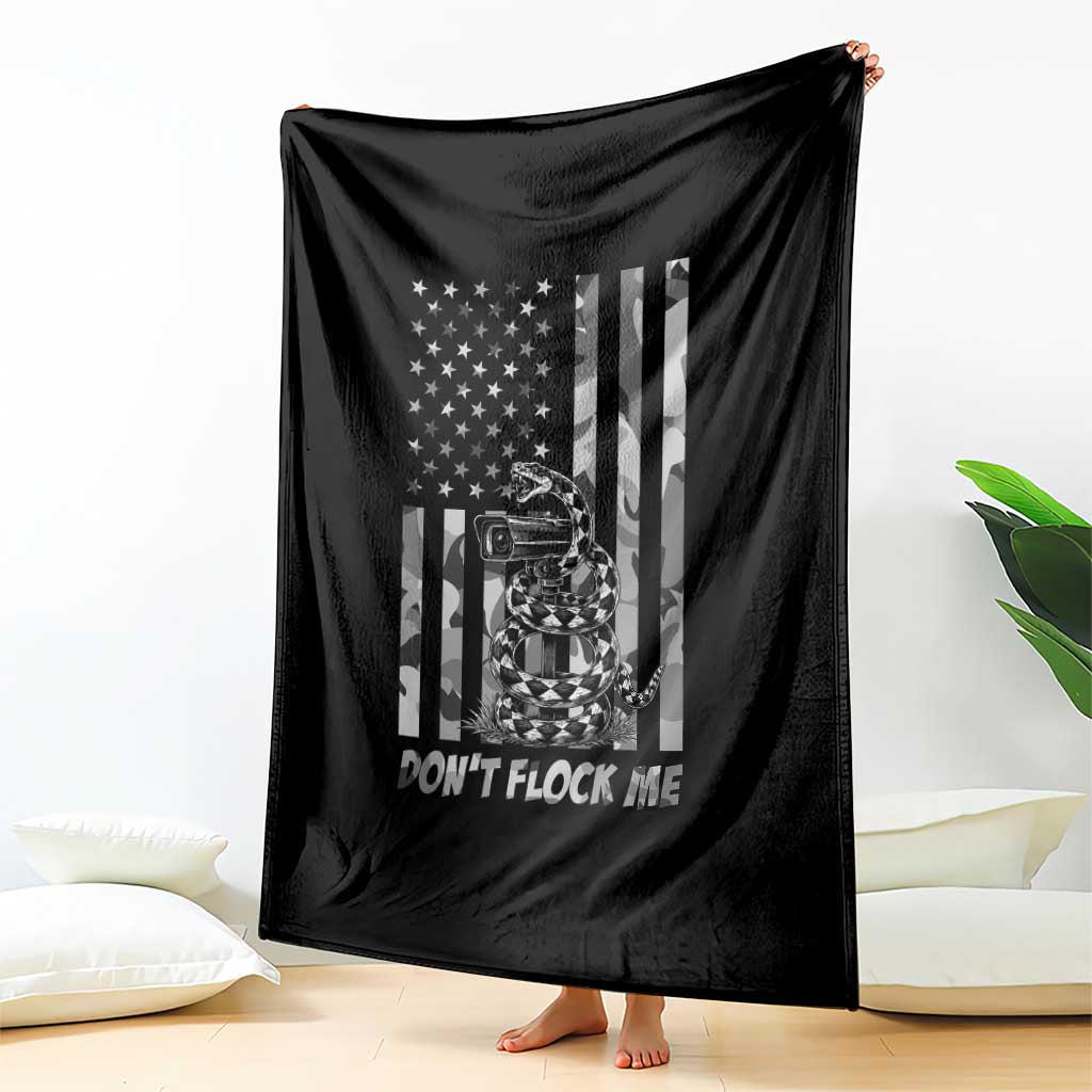 Rattlesnake Surveillance Camera US Flag Camo Graphic Throw Blanket Dont Flock Me