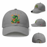 Funny Dinosaur Eating Chicken Nuggets Baseball Cap Food Lover Gift