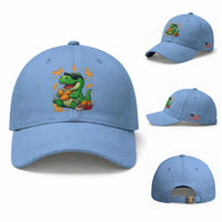 Funny Dinosaur Eating Chicken Nuggets Baseball Cap Food Lover Gift