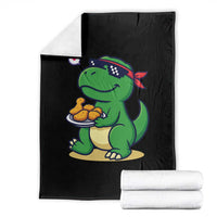 Cute Dinosaur Eating Chicken Nuggets Throw Blanket Food Humor Gift - Wonder Print Shop