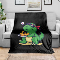 Cute Dinosaur Eating Chicken Nuggets Throw Blanket Food Humor Gift - Wonder Print Shop