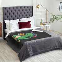 Cute Dinosaur Eating Chicken Nuggets Throw Blanket Food Humor Gift - Wonder Print Shop