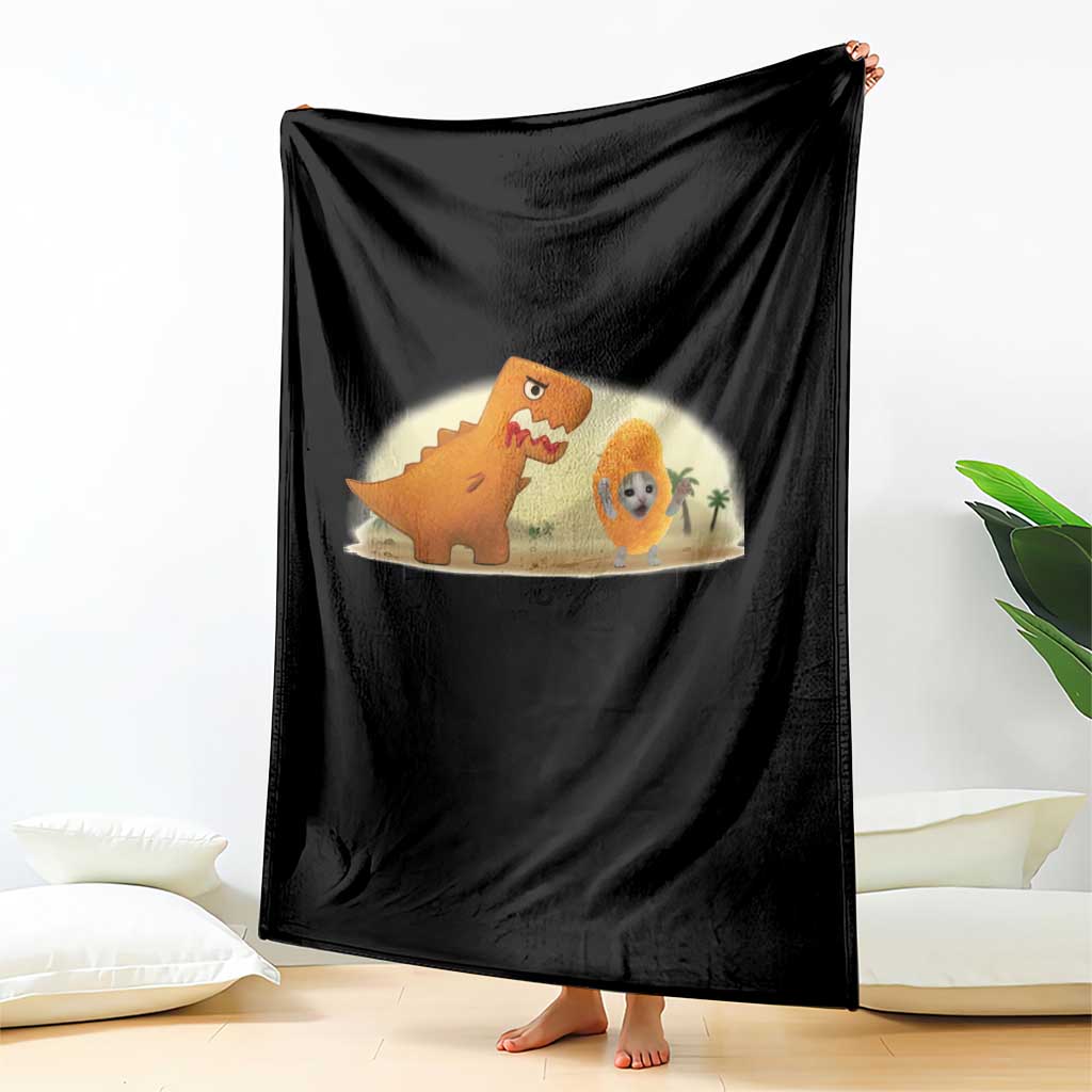 Dino Nuggets Chasing Cat Throw Blanket Funny Nugget Lover Gift - Wonder Print Shop