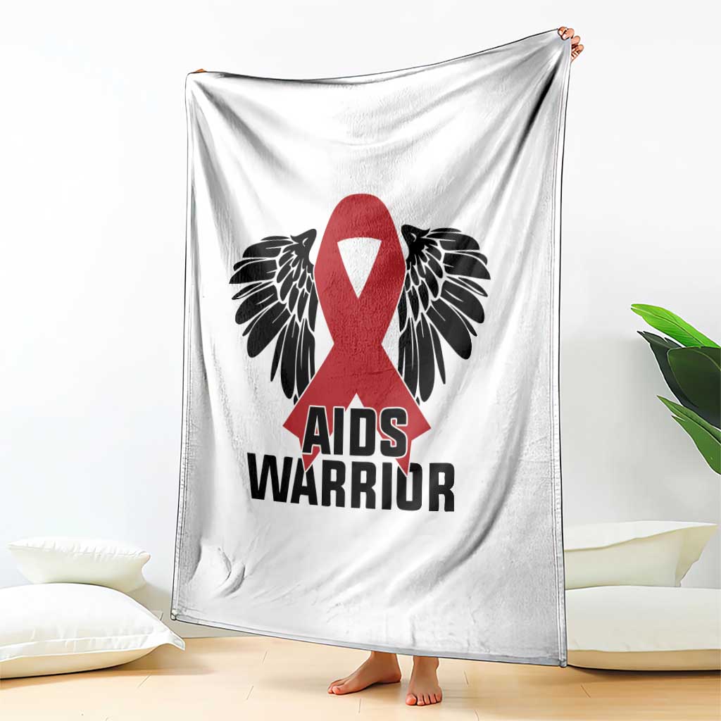 Aids Warrior Throw Blanket Red Ribbon HIV Awareness Gift - Wonder Print Shop