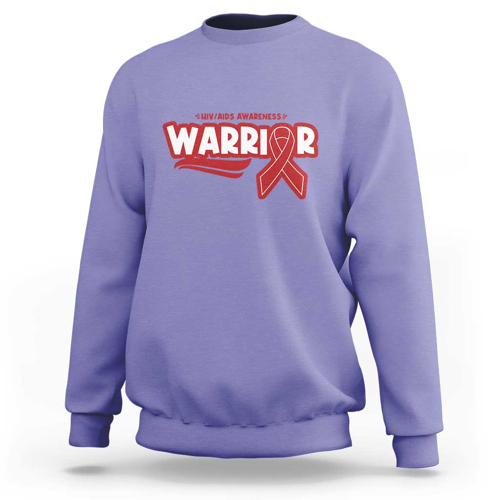 HIV Awareness Warrior Sweatshirt Red Ribbon Support Gift - Wonder Print Shop