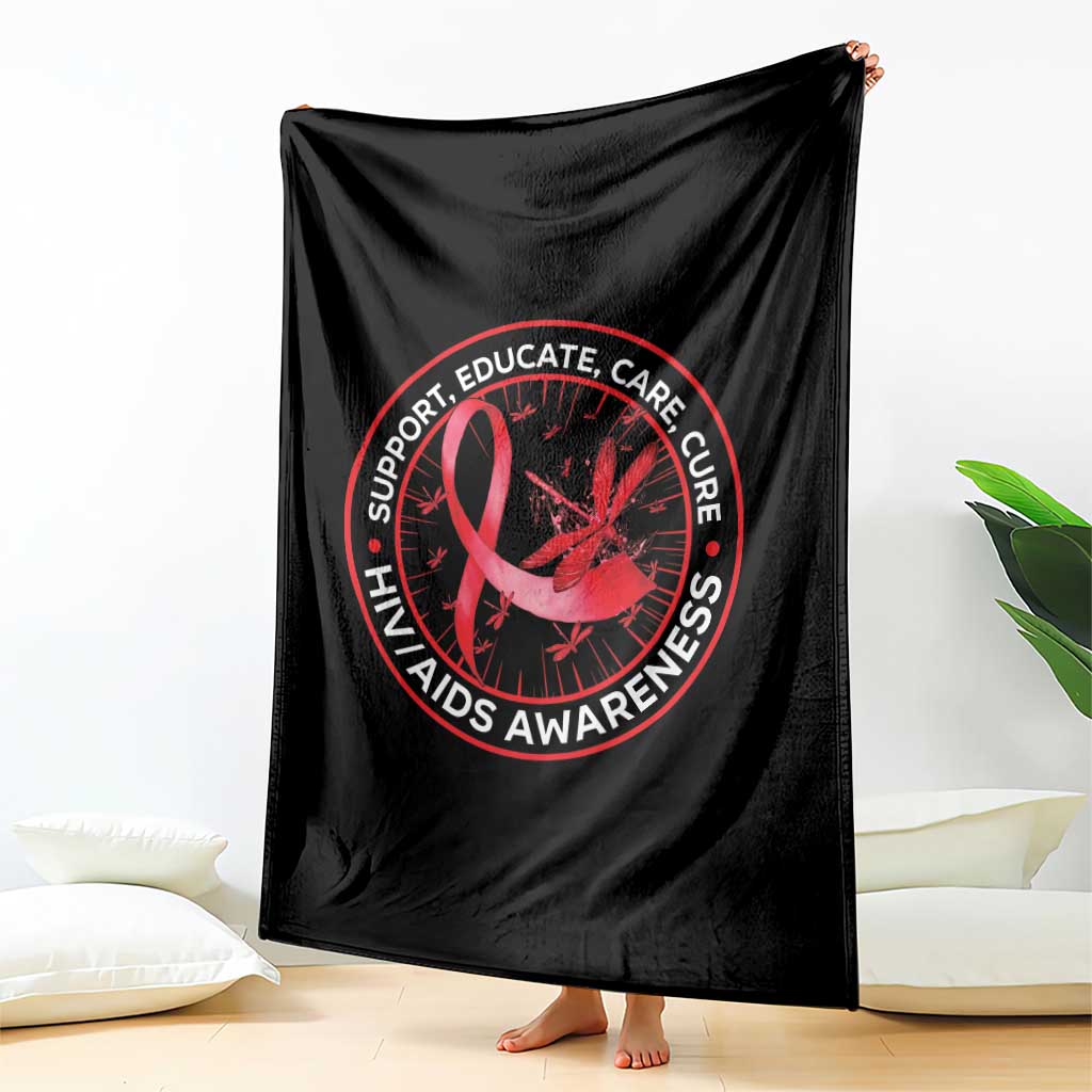 Support Educate Care Cure Throw Blanket HIV Awareness Month Gift - Wonder Print Shop