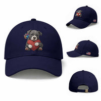 Pitbull Mom Baseball Cap Cute Puppy Hugging Heart Love Dog