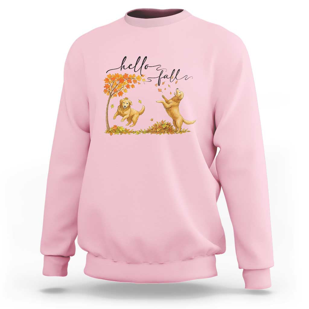 Funny Hello Fall Thanksgiving Golden Retriever Sweatshirt - Wonder Print Shop