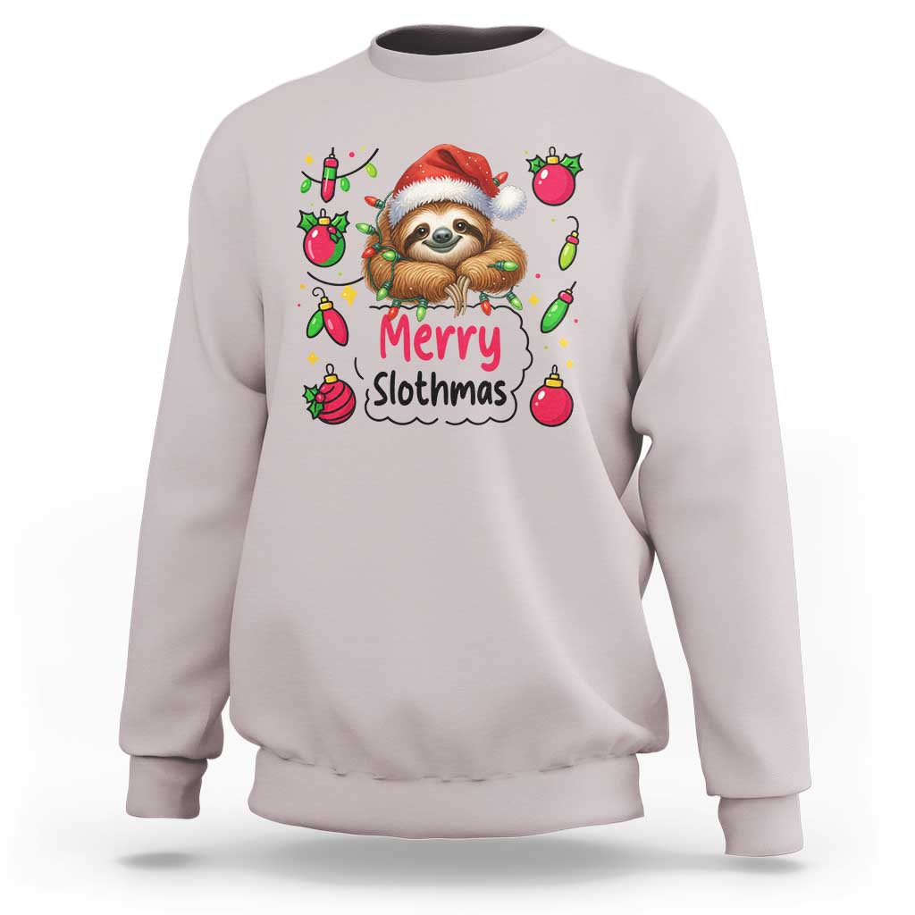 Funny Christmas Sloth Sweatshirt Merry Slothmas - Wonder Print Shop