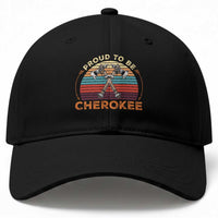 Cherokee Heritage Pride Baseball Cap Vintage Sunset Tomahawk Native American Graphic