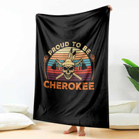 Cherokee Heritage Pride Throw Blanket Vintage Native American Warrior Skull