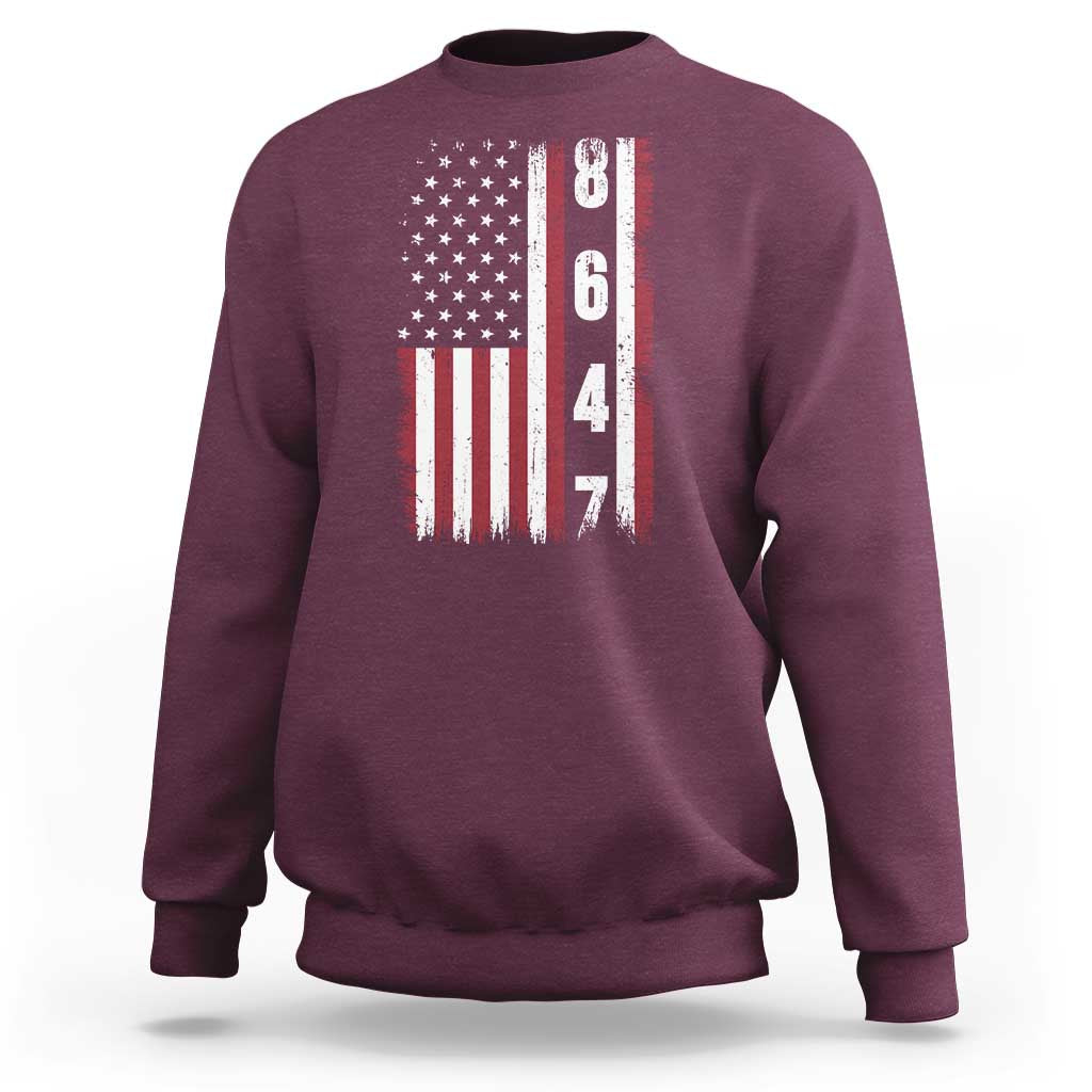 8647 Vintage US Flag Sweatshirt Political Expression Apparel For Democrats