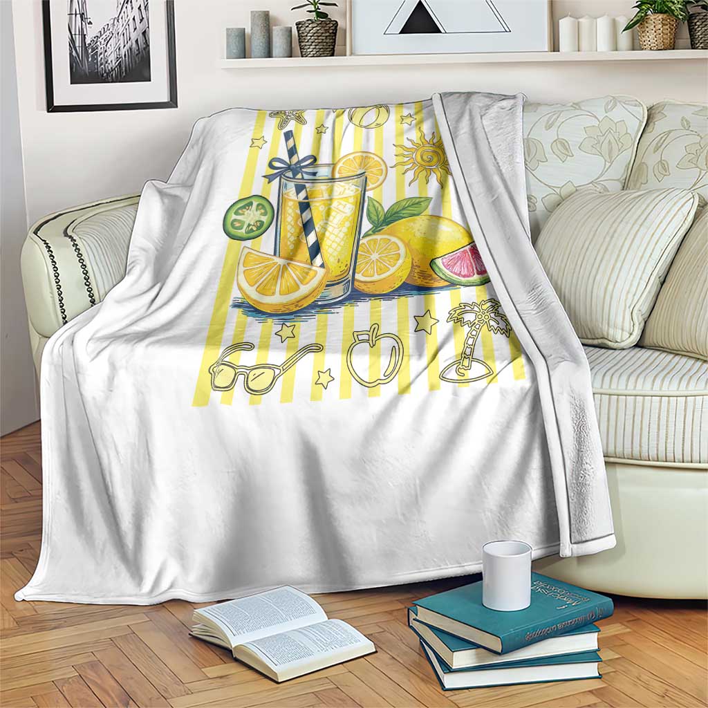 Striped Summer Lemonade Throw Blanket Preppy Brushstroke Aesthetic Graphic