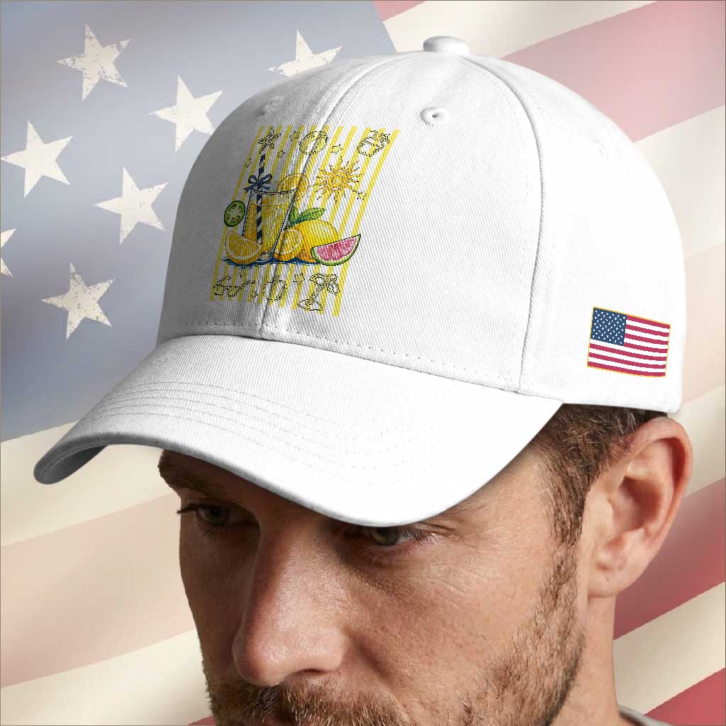 Striped Summer Lemonade Baseball Cap Preppy Brushstroke Aesthetic Graphic