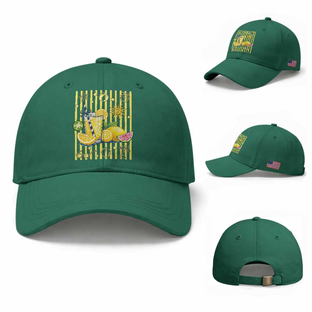 Striped Summer Lemonade Baseball Cap Preppy Brushstroke Aesthetic Graphic
