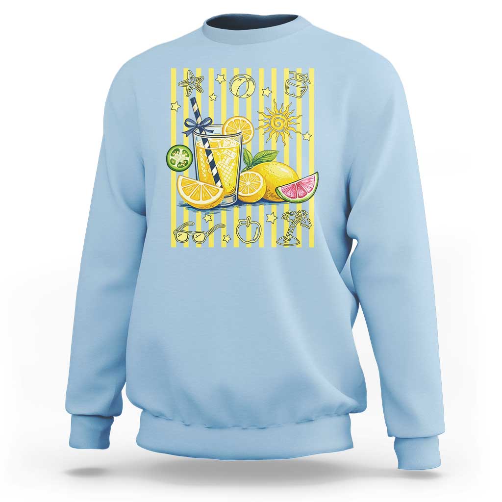 Striped Summer Lemonade Sweatshirt Preppy Brushstroke Aesthetic Graphic