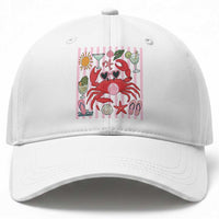 Funny Crab Tropical Summer Vacation Gift Baseball Cap Striped Summer Beach Vibes
