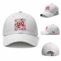 Funny Crab Tropical Summer Vacation Gift Baseball Cap Striped Summer Beach Vibes