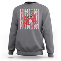 Funny Crab Tropical Summer Vacation Gift Sweatshirt Striped Summer Beach Vibes