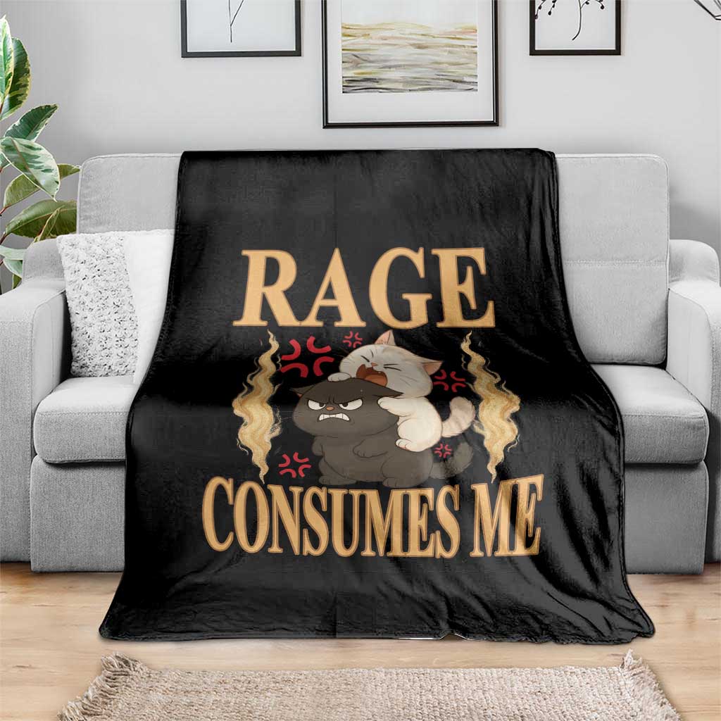 Cute Cat Throw Blanket Rage Is Consuming Me - Wonder Print Shop