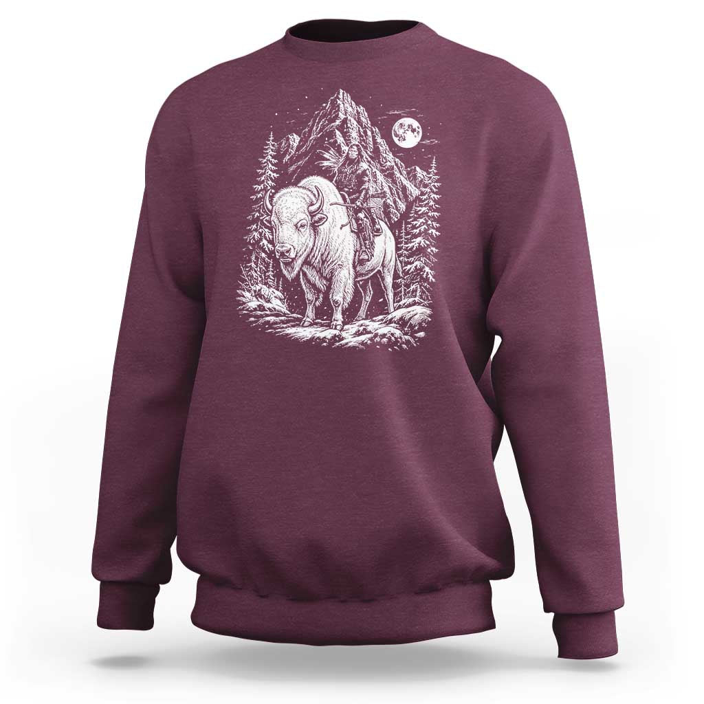 Vintage Native American Bison Rider Sweatshirt Indigenous Warrior Graphic