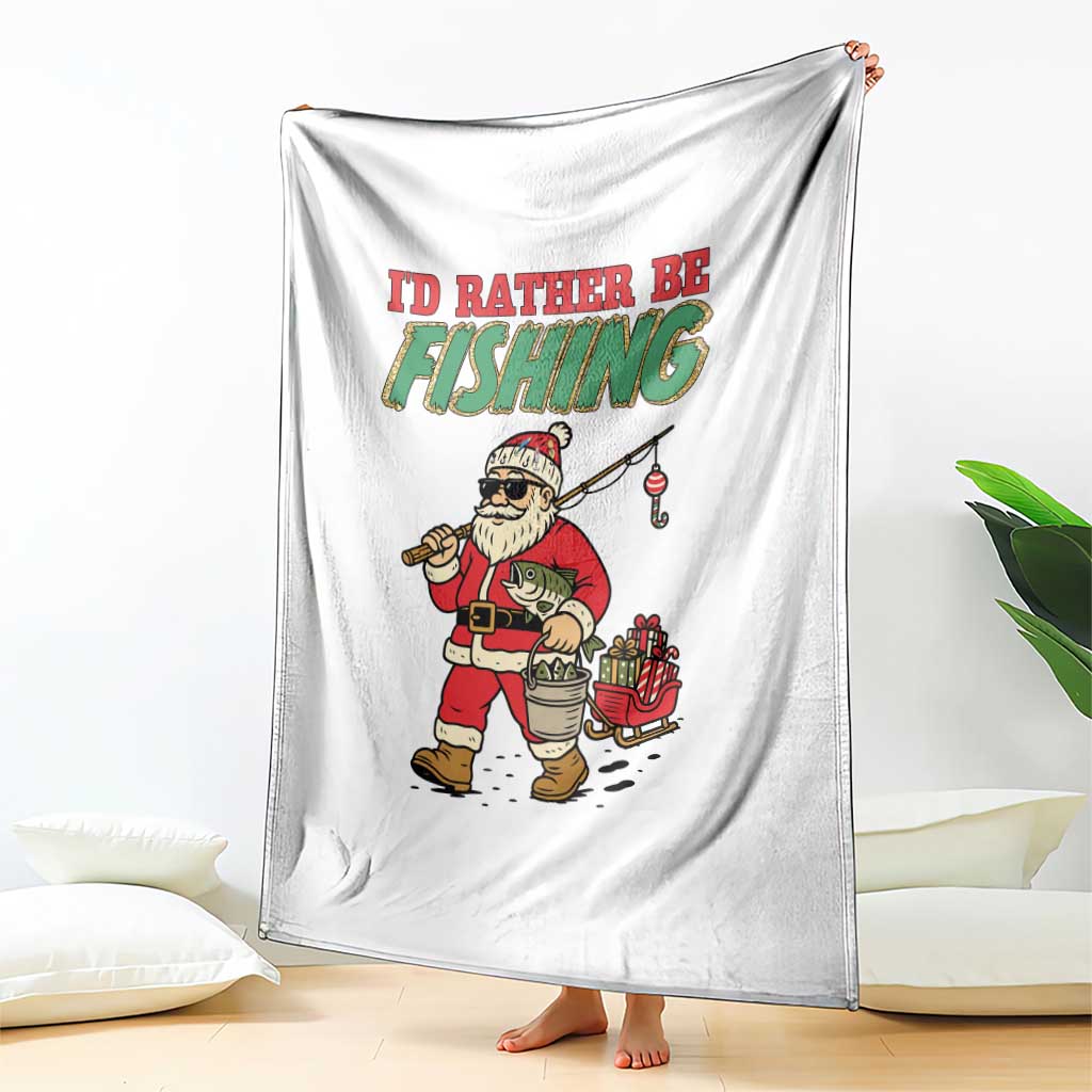 Id Rather Be Fishing Throw Blanket Funny Christmas Holiday Gift - Wonder Print Shop