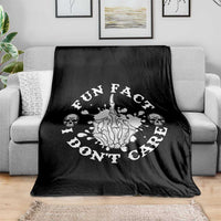 Dark Humor Skeleton Fun Fact I Do Not Care Vibe Throw Blanket - Wonder Print Shop