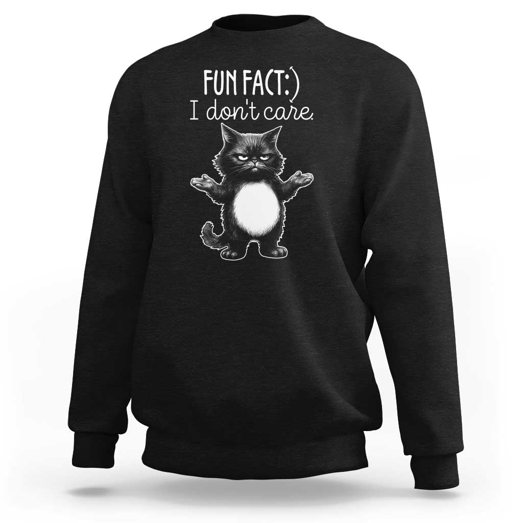 Funny Cat Lover Sweatshirt Fun Fact I Do Not Care Quote - Wonder Print Shop