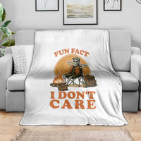 Fun Fact I Do Not Care Throw Blanket Funny Skeleton - Wonder Print Shop