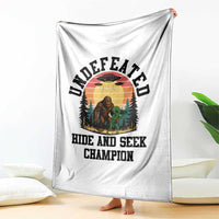 Funny Bigfoot And Alien Gift Throw Blanket Undefeated Hide And Seek Champion - Wonder Print Shop