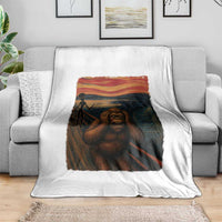 Funny Bigfoot And Alien Throw Blanket Parody The Scream Art Meme Gift - Wonder Print Shop