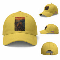 Funny Bigfoot And Alien Baseball Cap Parody The Scream Art Meme Gift