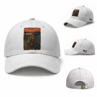 Funny Bigfoot And Alien Baseball Cap Parody The Scream Art Meme Gift