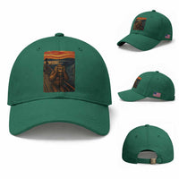 Funny Bigfoot And Alien Baseball Cap Parody The Scream Art Meme Gift