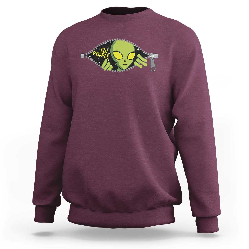 Funny Alien Sweatshirt Ew People Hater Quote - Wonder Print Shop