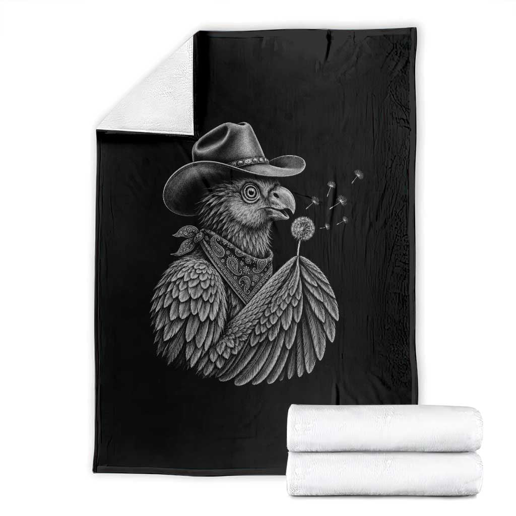 Funny Cowboy Hoatzin Throw Blanket Blowing Dandelion Western Bird Gift