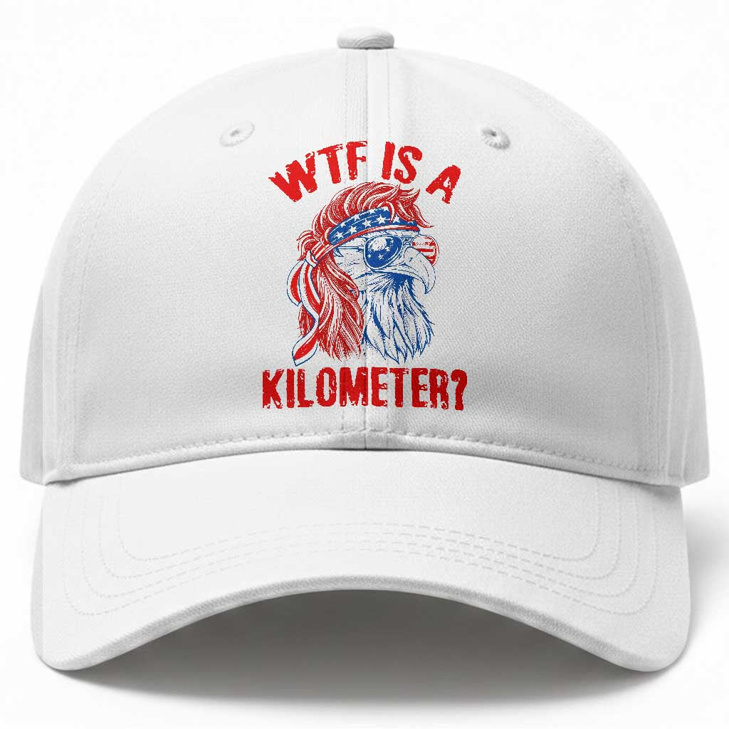 WTF is A Kilometer Baseball Cap Patriotic Eagle 4th of July USA American Flag