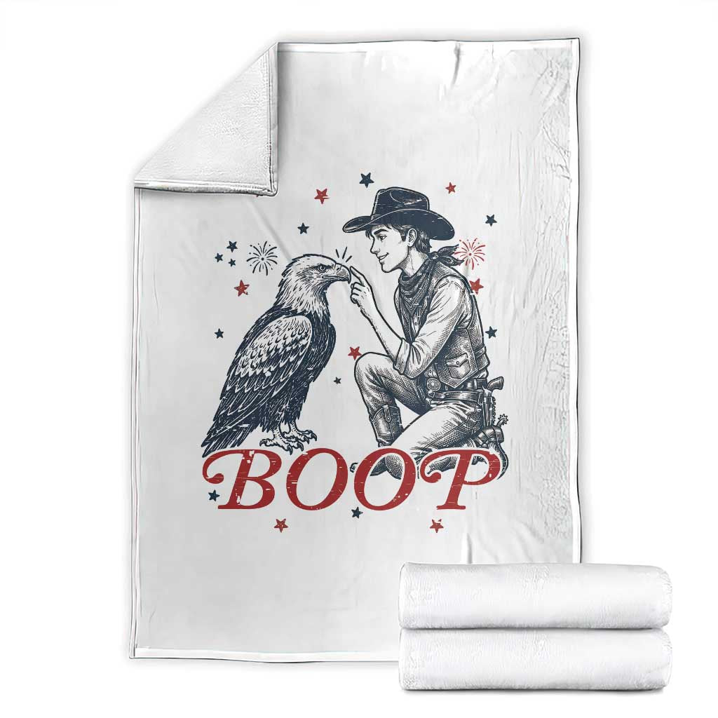 Boop Eagle Throw Blanket Western Cowboy Patriotic 4th of July