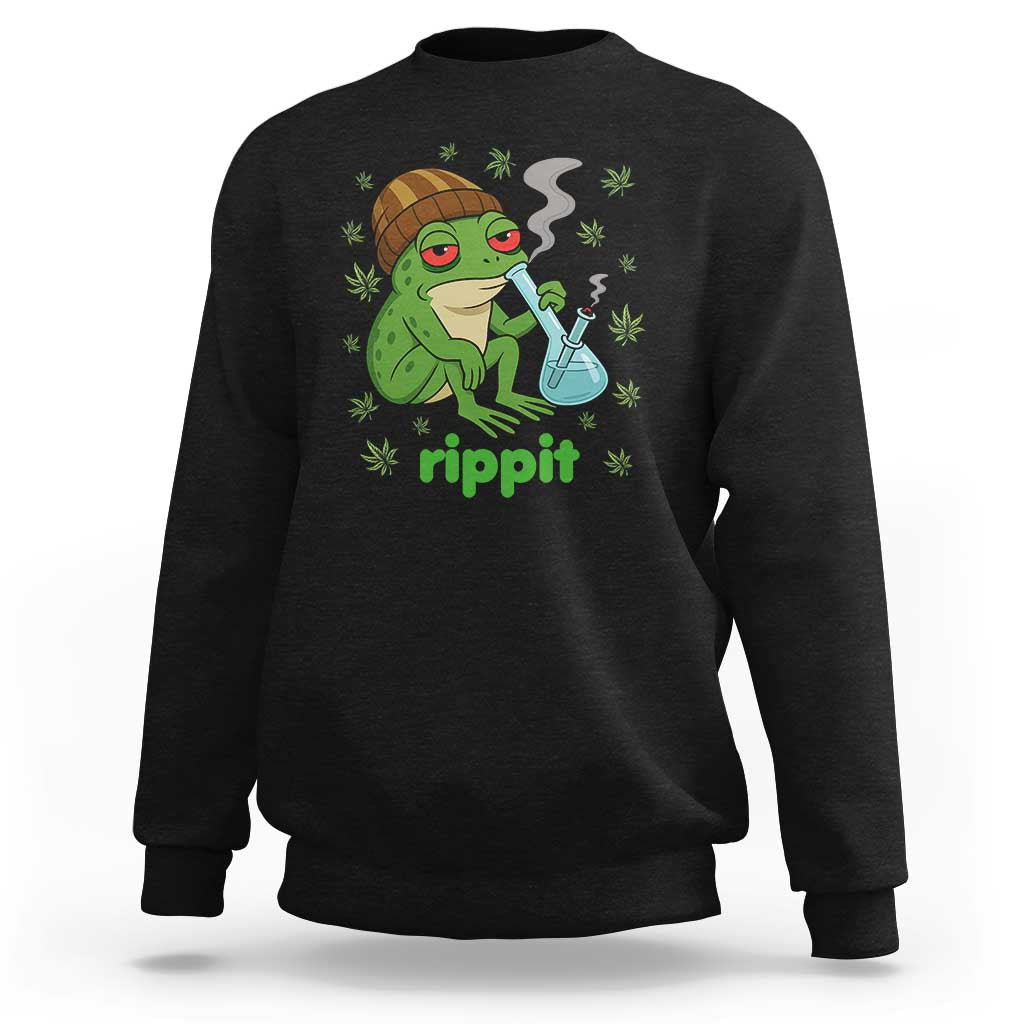 Rippit Frog Sweatshirt Funny 420 Stoner Weed Humor - Wonder Print Shop