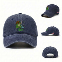 Rippit Frog Washed Cotton Baseball Cap Funny 420 Stoner Weed Humor